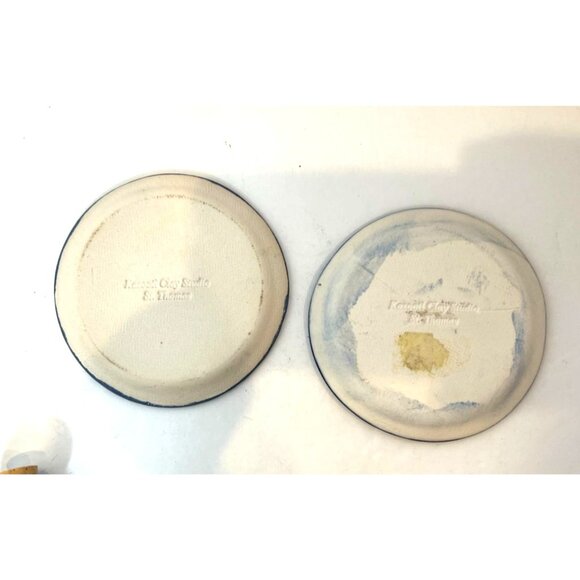 Kazooti Clay Studios Oil & Vinegar Cruet Bottle Set With Corks & Matching Plates - Picture 9 of 10